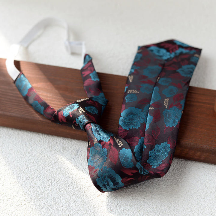 Men's Floral Printed Pre-tie Necktie For Suit - Style #8 - image 8