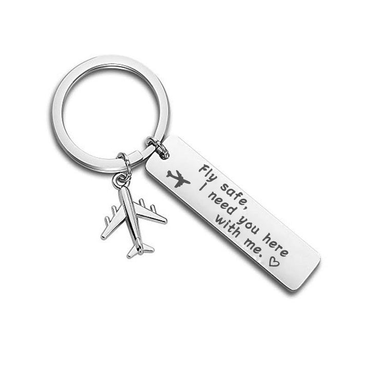 Custom Engraved Text Mini Airplane Personality Keychain - Silver - image 2