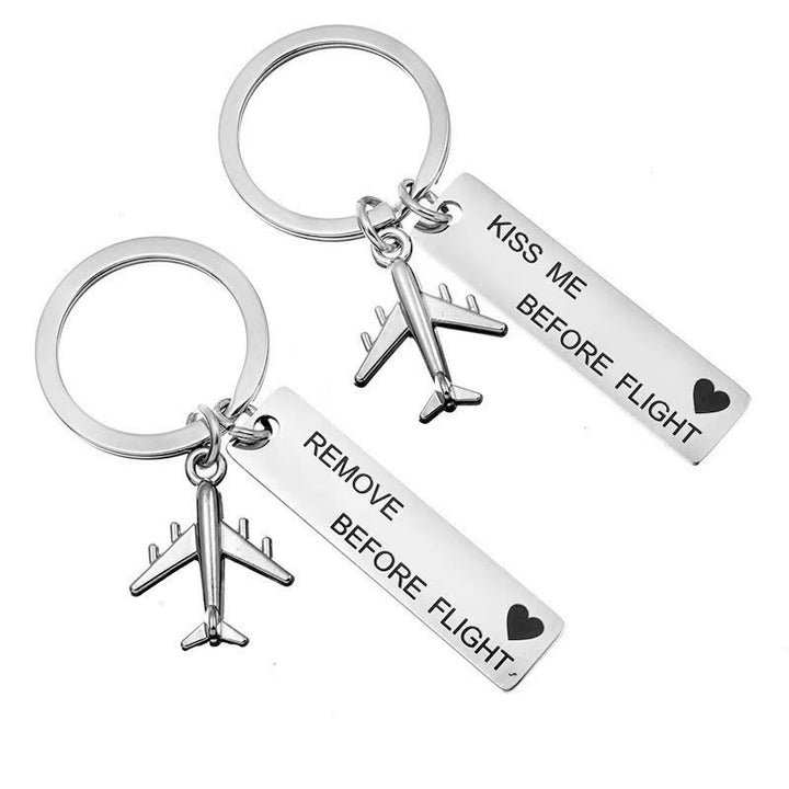 Custom Engraved Text Mini Airplane Personality Keychain - image 0