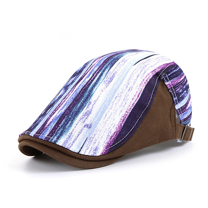 Stylish Abstract Striped Pattern Flat Top Beret Hat - Coffee - Adjustable (22"-23 5/8") - image 7