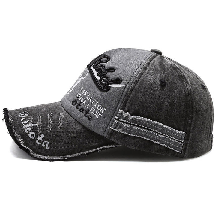 Vintage Western Style Worn-out Longhorned Bullhead Baseball Cap - image 2
