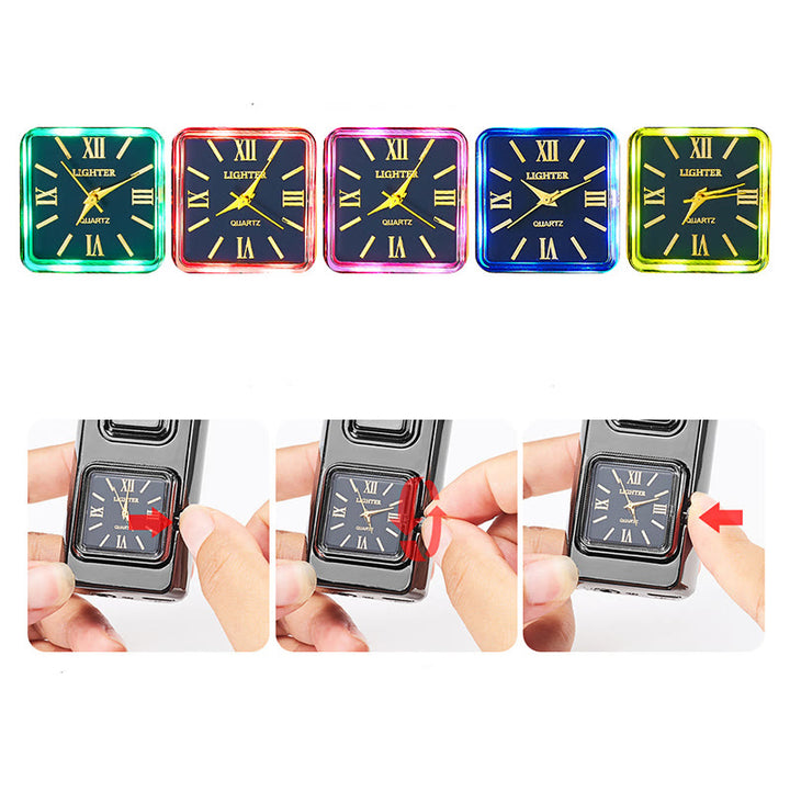 Crocodile Head LED Inflatable Butane Lighter With Clock - image 5