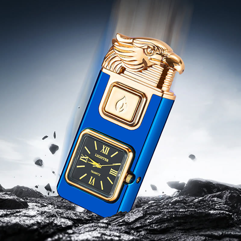 Eagle Head LED Inflatable Butane Lighter With Clock - image 1
