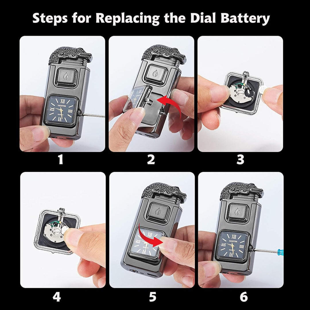 Crocodile Head LED Inflatable Butane Lighter With Clock - image 4