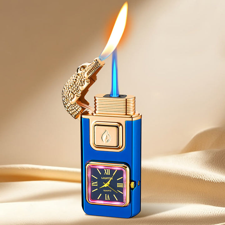 Crocodile Head LED Inflatable Butane Lighter With Clock - Blue - image 9