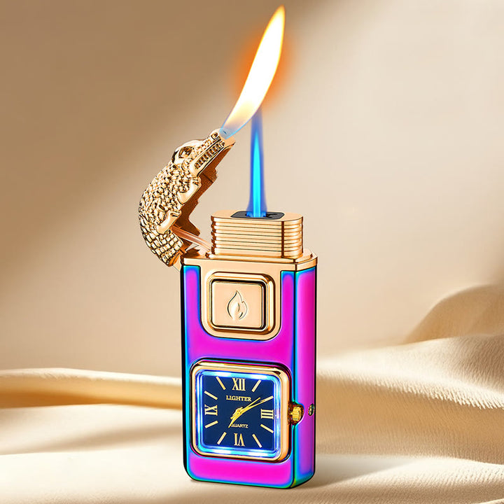 Crocodile Head LED Inflatable Butane Lighter With Clock - Colorful - image 6