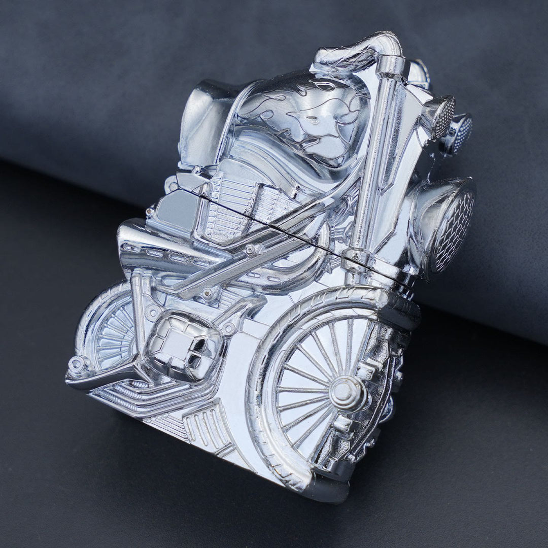 Creative Retro Motorcycle Shaped Metal Kerosene Lighter - Silver - image 9