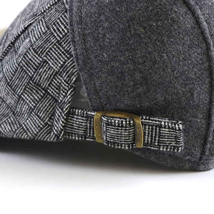 Textured Woven Patchwork Stitched Newsboy Beret Hat - image 4