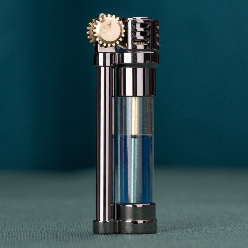 Steampunk Style Transparent Tank Refillable Kerosene Lighter - Black - image 1