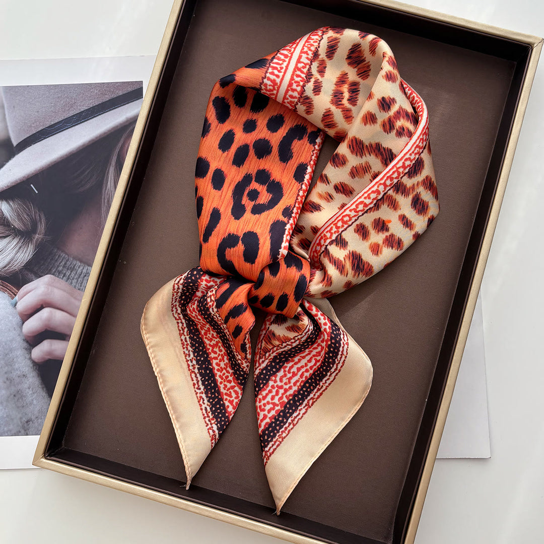 Women's Retro Mixed Pattern Silk Square Scarf - Rouge Pink - image 2