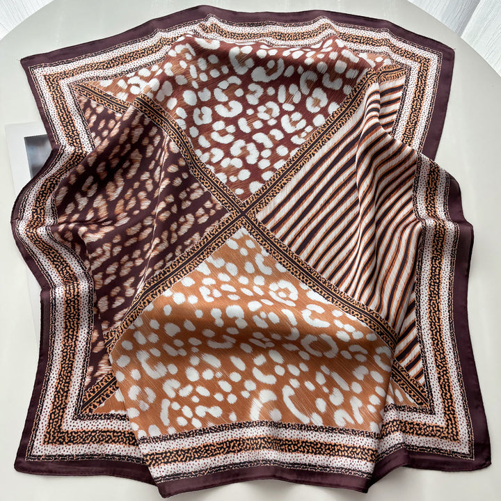 Women's Retro Mixed Pattern Silk Square Scarf - image 1
