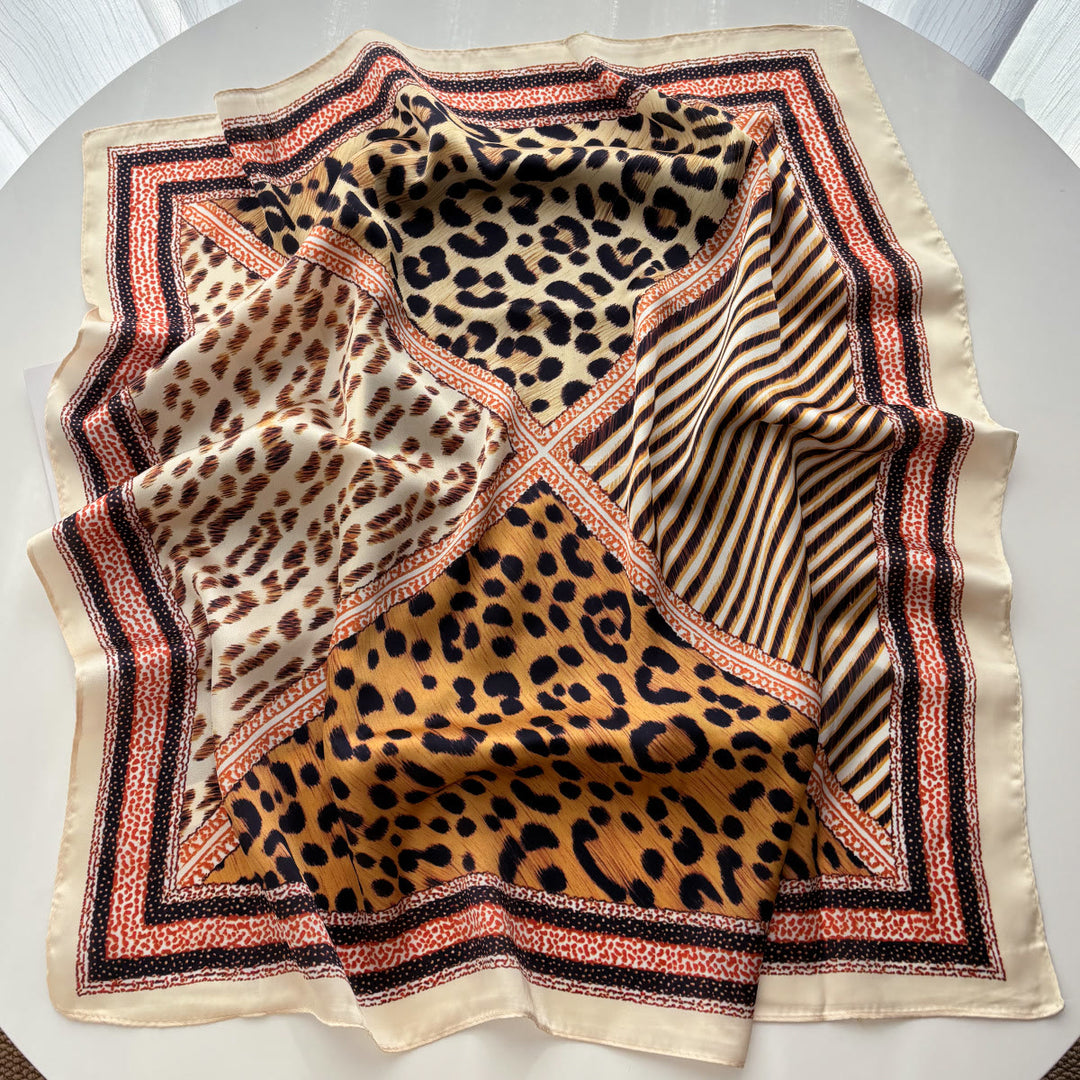 Women's Retro Mixed Pattern Silk Square Scarf - image 5