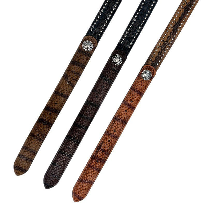 Women's Retro Silver Pattern Needle Buckle Serpentine Belt - image 5