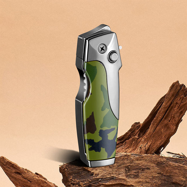 2-in-1 Multifunctional Folding Knife Straight Jet Lighter - Camouflage - image 4