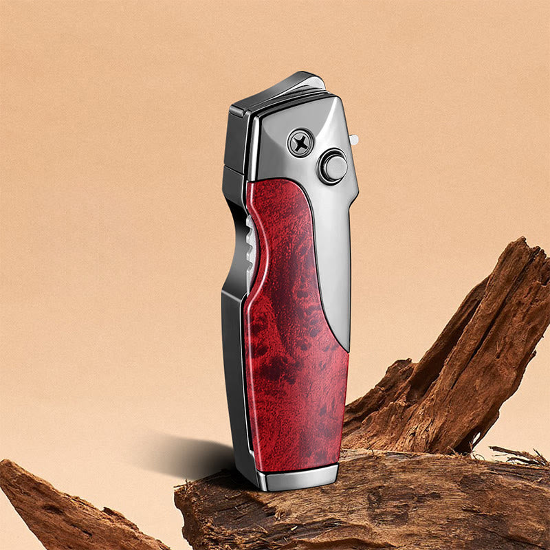 2-in-1 Multifunctional Folding Knife Straight Jet Lighter - Red - image 0