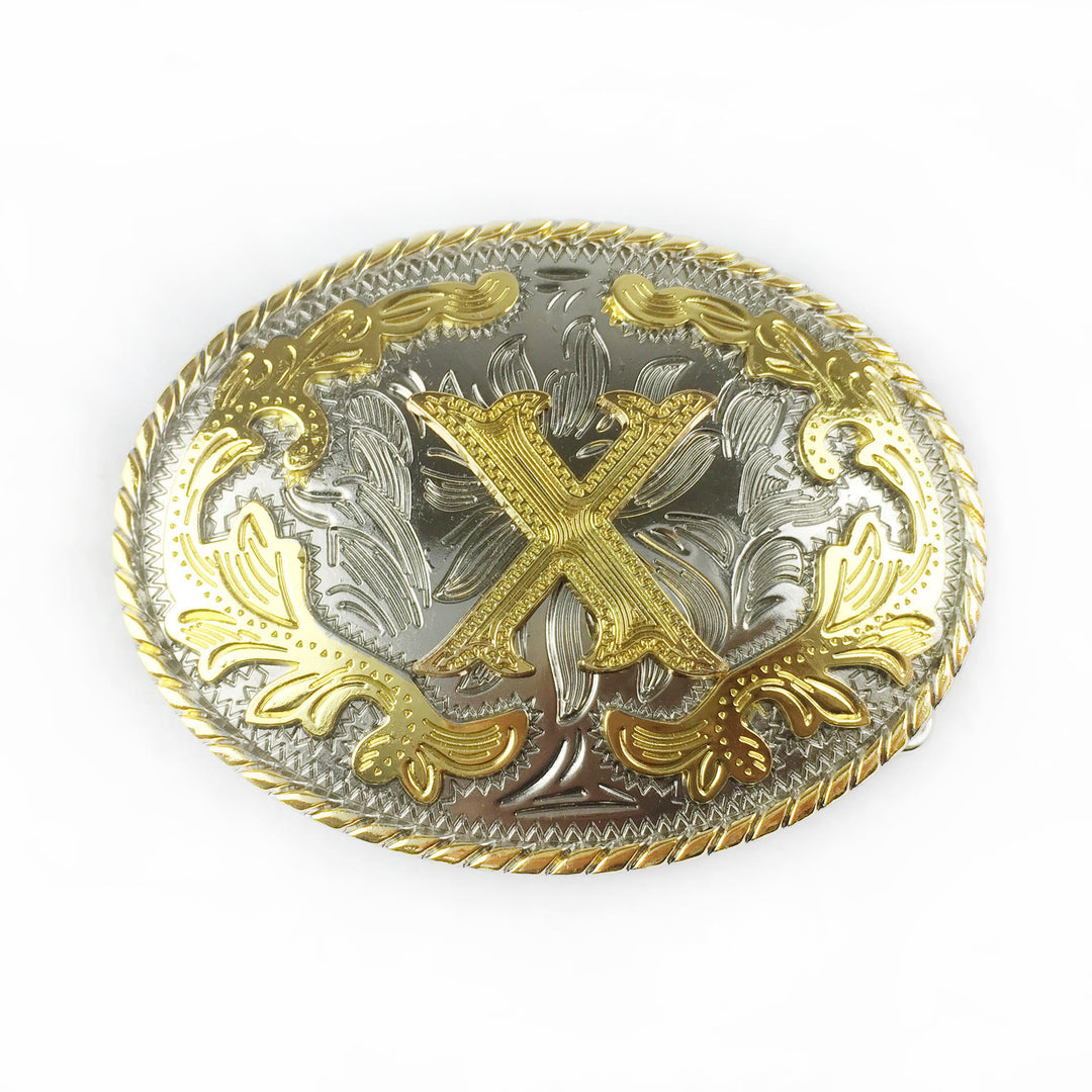 Men's Oval Golden Carved Letter Buckle Leather Belt - image 24