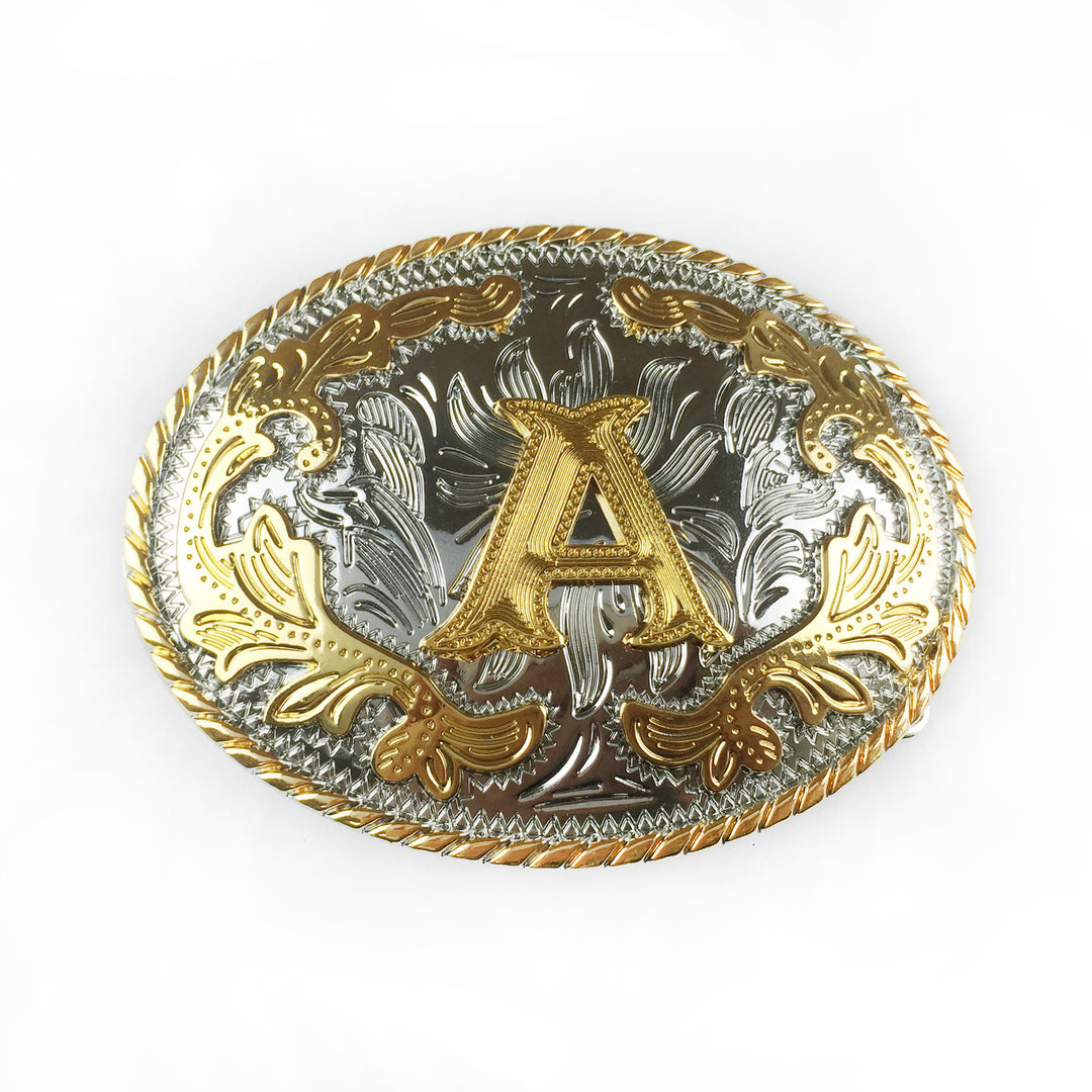 Men's Oval Golden Carved Letter Buckle Leather Belt - A - Without Belt - image 10