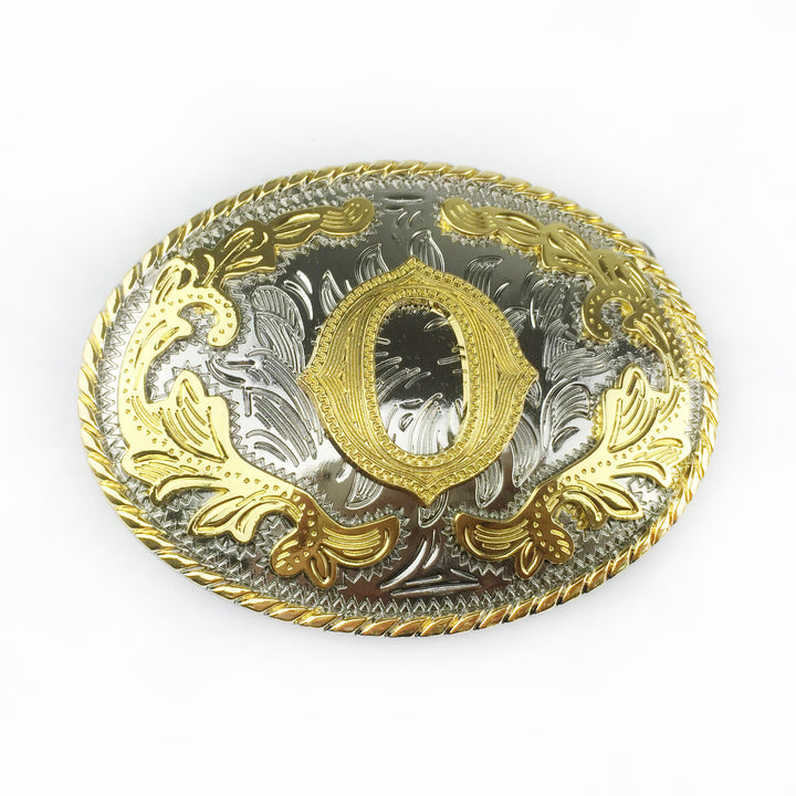 Men's Oval Golden Carved Letter Buckle Leather Belt - O - Without Belt - image 18