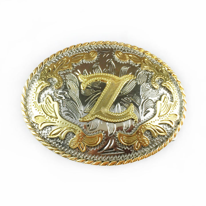 Men's Oval Golden Carved Letter Buckle Leather Belt - Z - Without Belt - image 25