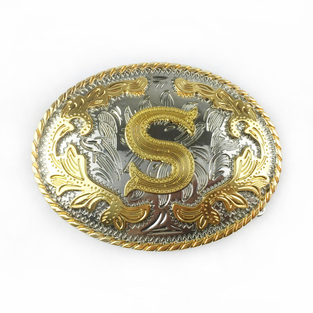 Men's Oval Golden Carved Letter Buckle Leather Belt - S - Without Belt - image 21