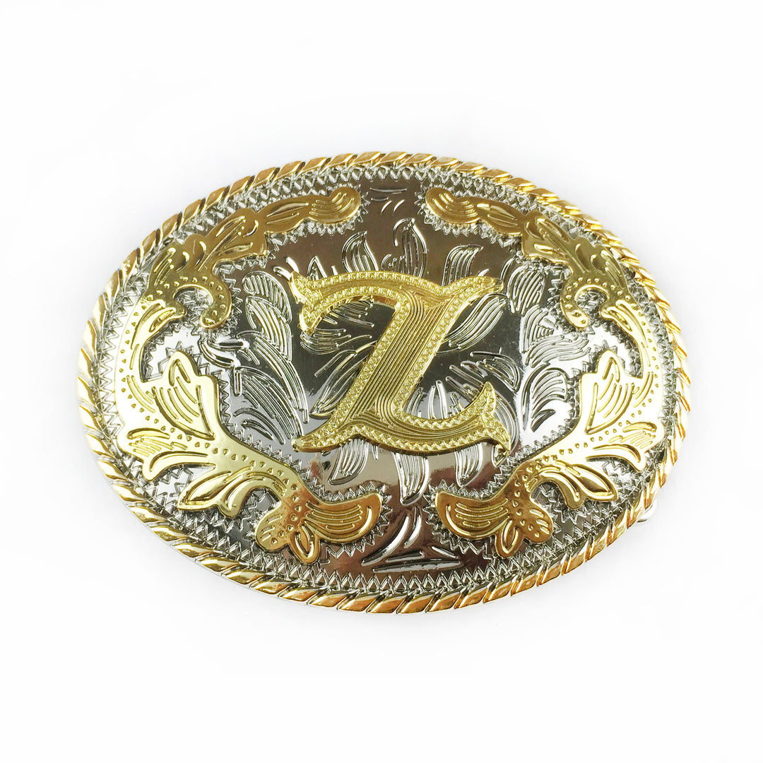Men's Oval Golden Carved Letter Buckle Leather Belt - Z - Without Belt - image 25