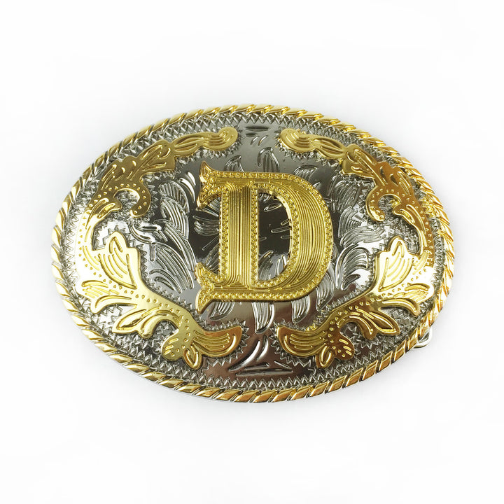 Men's Oval Golden Carved Letter Buckle Leather Belt - D - Without Belt - image 11