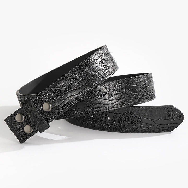 Western Wildlife Scene DIY Leather Belt Strap Without Belt Buckle - For Plate Buckle - Black - 44 - image 6