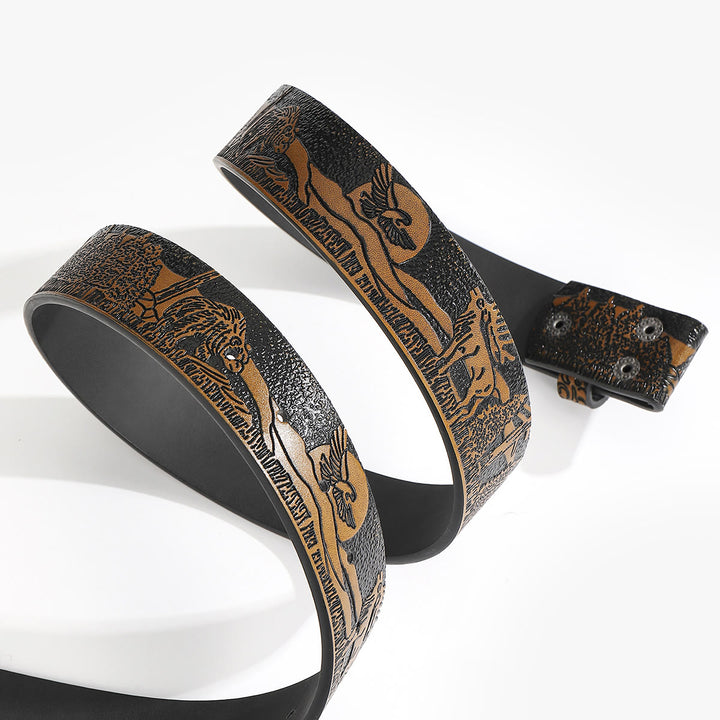 Western Wildlife Scene DIY Leather Belt Strap Without Belt Buckle - image 2