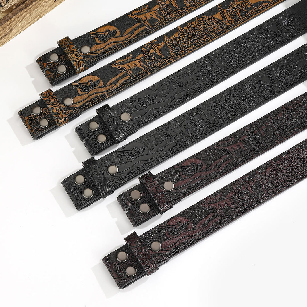 Western Wildlife Scene DIY Leather Belt Strap Without Belt Buckle - image 0
