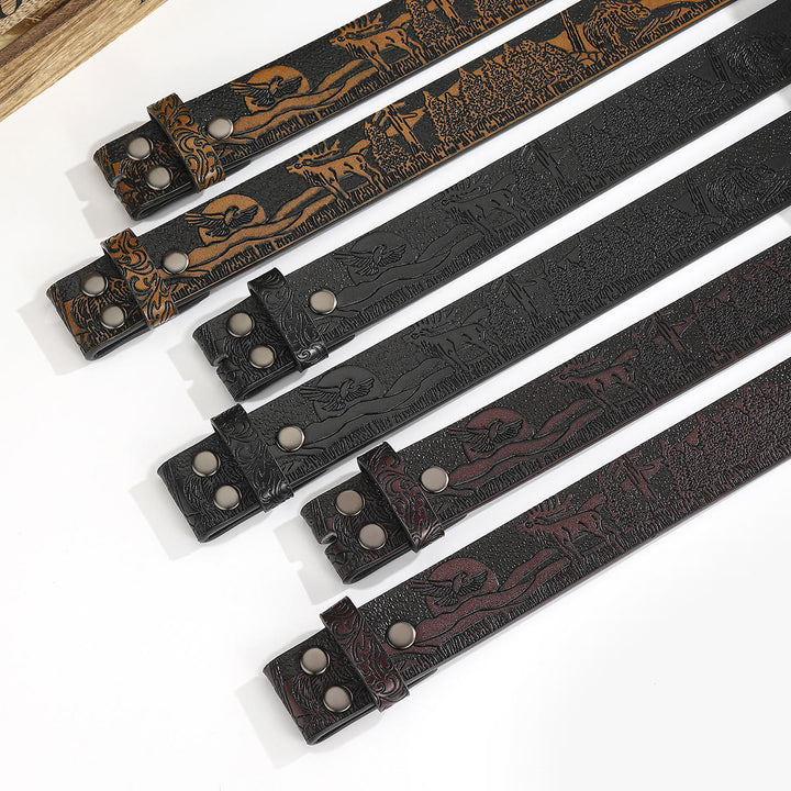 Western Wildlife Scene DIY Leather Belt Strap Without Belt Buckle - image 0