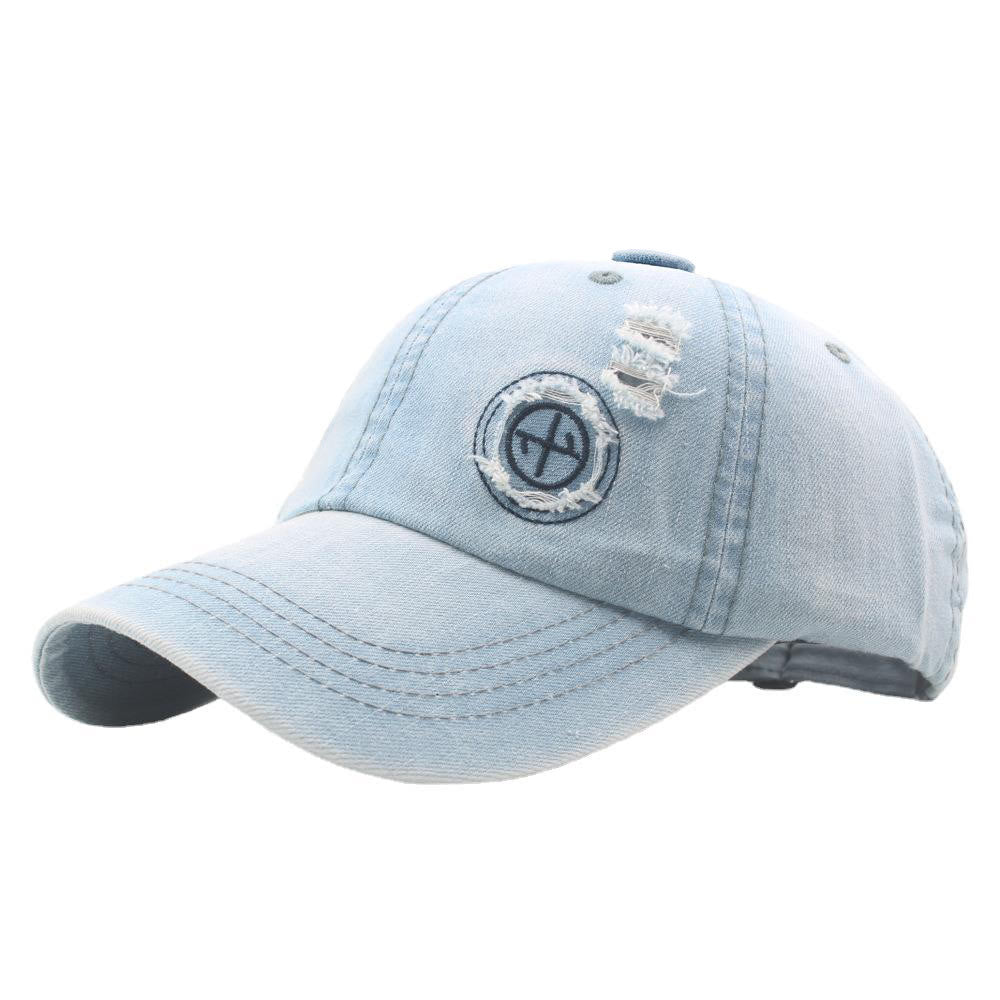 Retro Distressed Denim Ripped Detail Baseball Cap - Light Blue - Adjustable (22''-24") - image 5