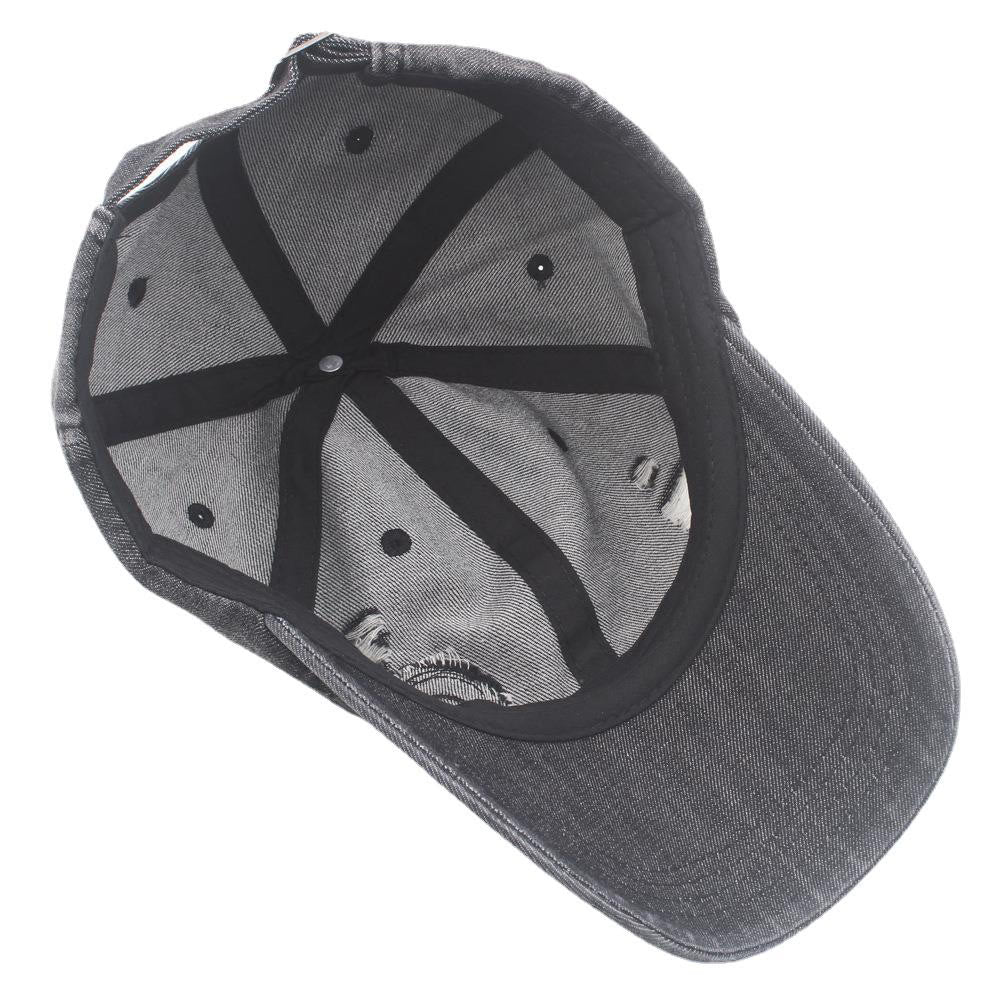 Retro Distressed Denim Ripped Detail Baseball Cap - image 3