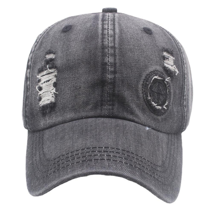 Retro Distressed Denim Ripped Detail Baseball Cap - image 2