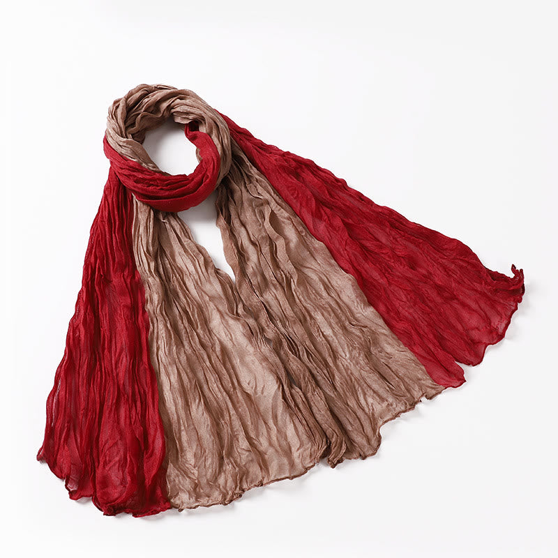 Two-Tone Gradient Color-Blocked Four Season Crinkle Scarf - #5 - image 9