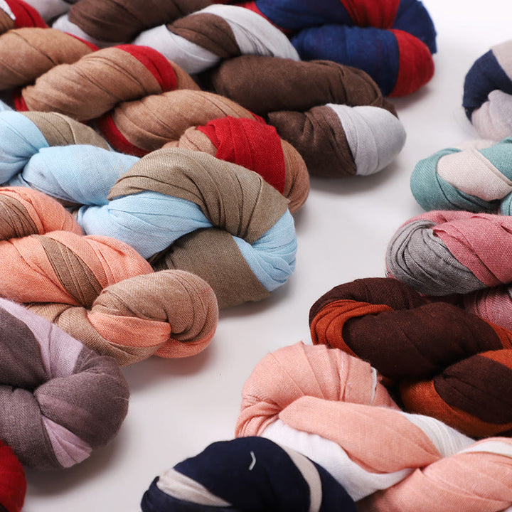 Two-Tone Gradient Color-Blocked Four Season Crinkle Scarf - image 4