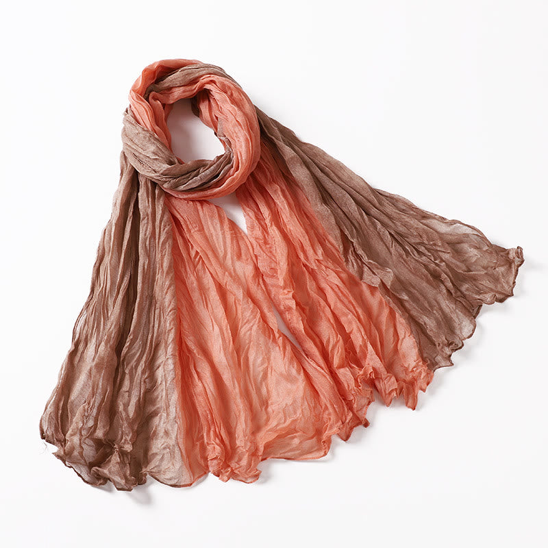 Two-Tone Gradient Color-Blocked Four Season Crinkle Scarf - #16 - image 20