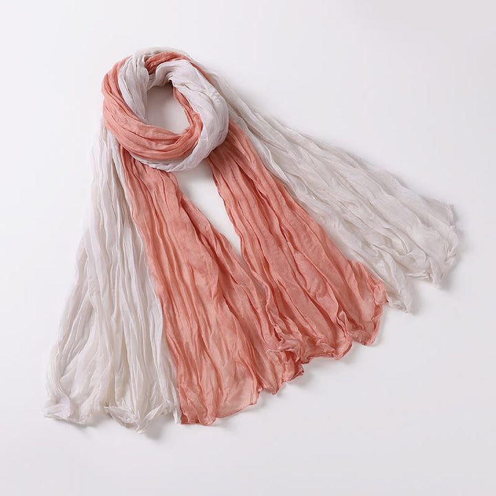 Two-Tone Gradient Color-Blocked Four Season Crinkle Scarf - #6 - image 10
