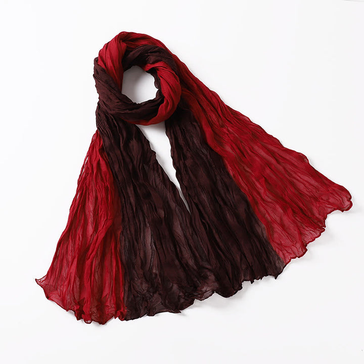Two-Tone Gradient Color-Blocked Four Season Crinkle Scarf - #8 - image 12