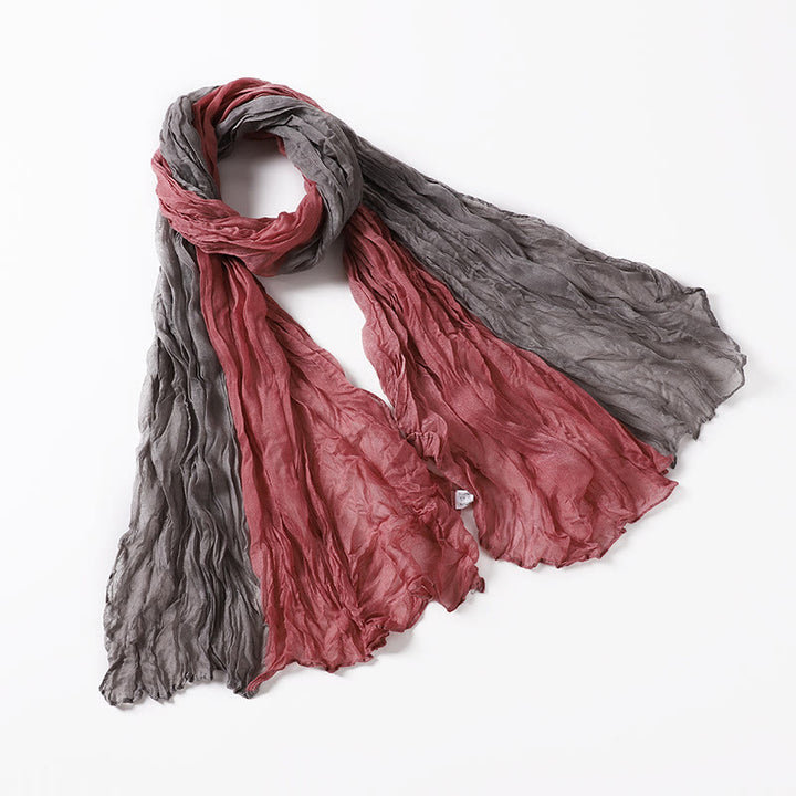 Two-Tone Gradient Color-Blocked Four Season Crinkle Scarf - #15 - image 19