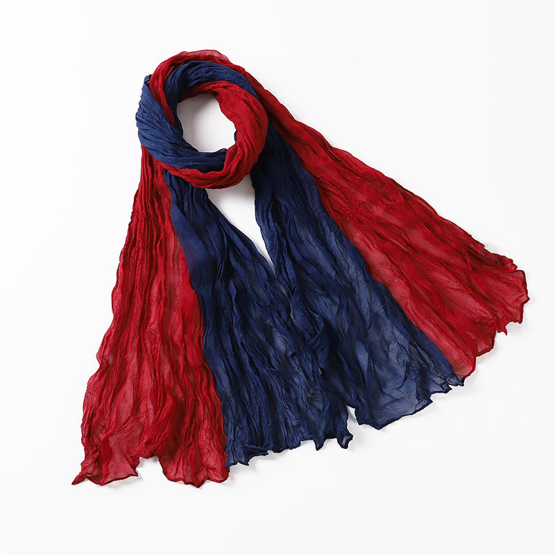 Two-Tone Gradient Color-Blocked Four Season Crinkle Scarf - #14 - image 18