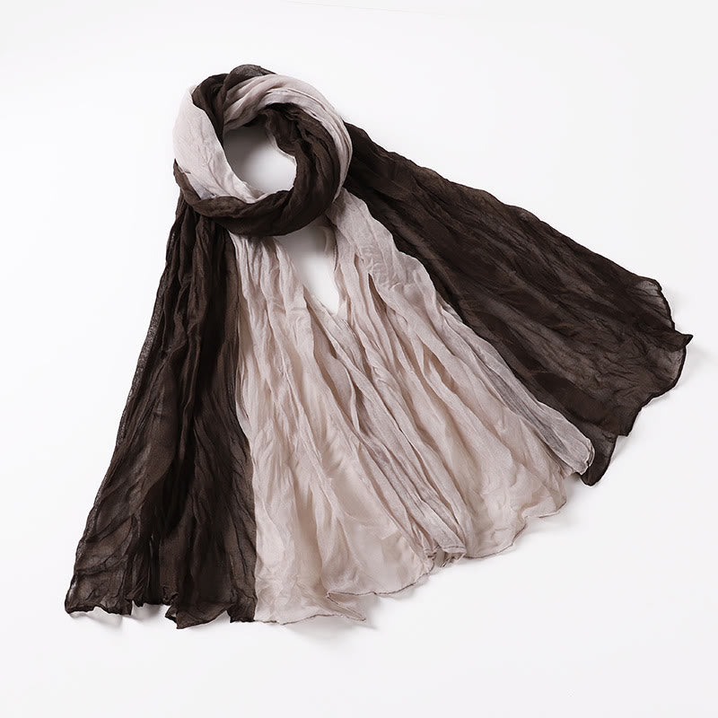 Two-Tone Gradient Color-Blocked Four Season Crinkle Scarf - #13 - image 17