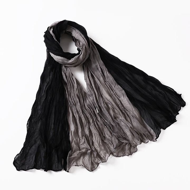Two-Tone Gradient Color-Blocked Four Season Crinkle Scarf - #11 - image 15