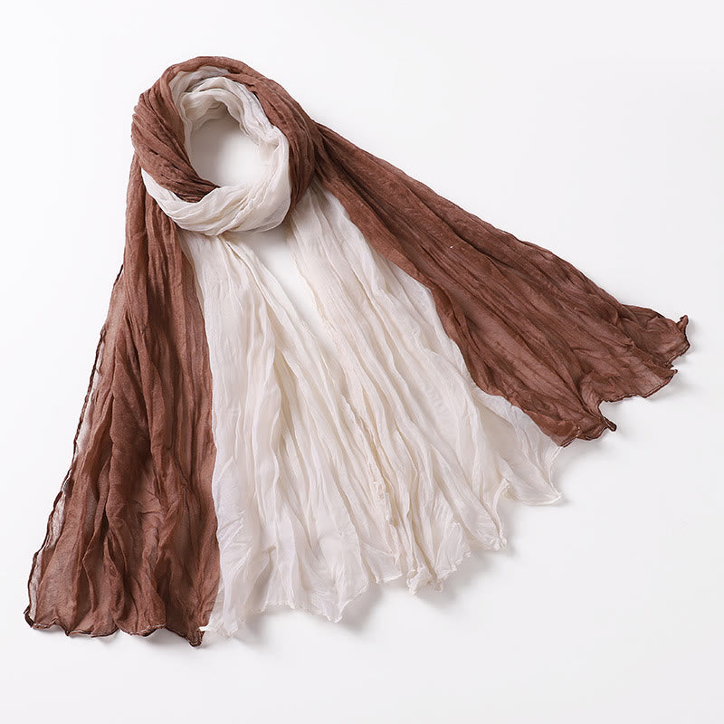 Two-Tone Gradient Color-Blocked Four Season Crinkle Scarf - #17 - image 21
