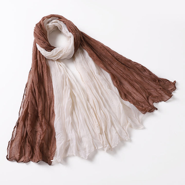 Two-Tone Gradient Color-Blocked Four Season Crinkle Scarf - #17 - image 21