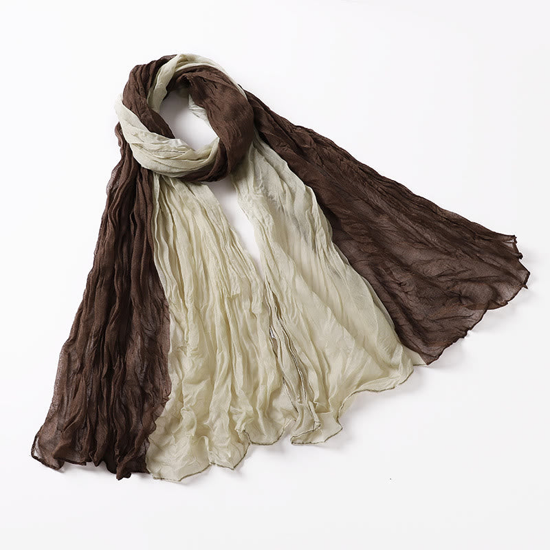 Two-Tone Gradient Color-Blocked Four Season Crinkle Scarf - #10 - image 14