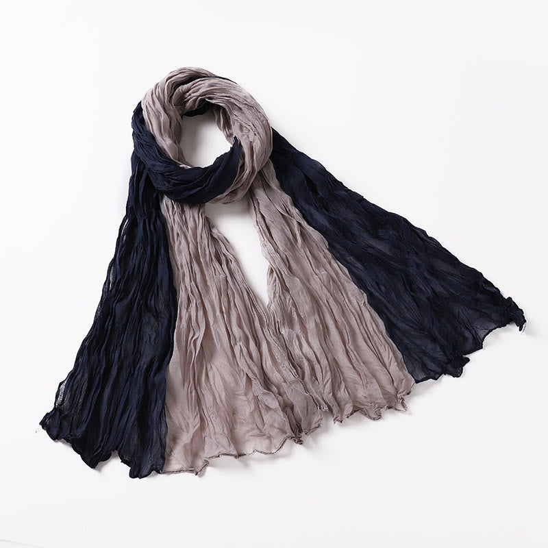 Two-Tone Gradient Color-Blocked Four Season Crinkle Scarf - #7 - image 11