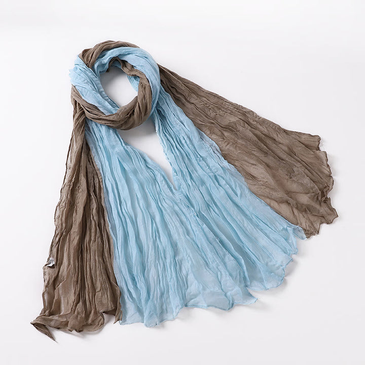 Two-Tone Gradient Color-Blocked Four Season Crinkle Scarf - #1 - image 1
