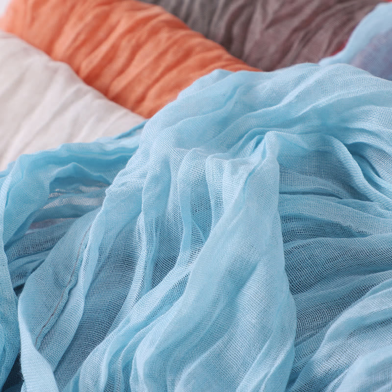 Two-Tone Gradient Color-Blocked Four Season Crinkle Scarf - image 2