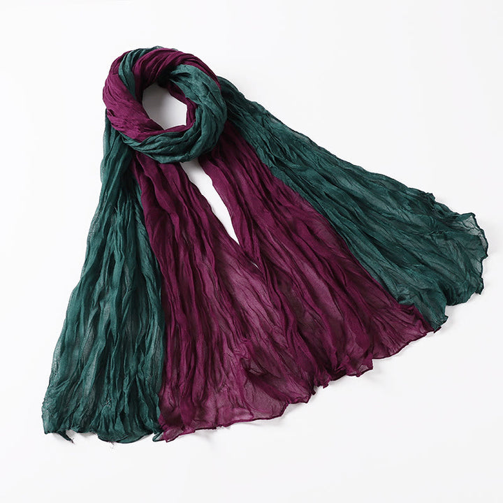 Two-Tone Gradient Color-Blocked Four Season Crinkle Scarf - #19 - image 23