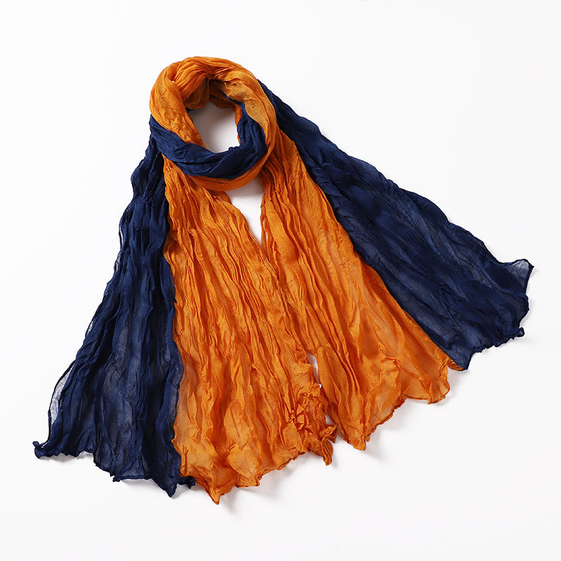 Two-Tone Gradient Color-Blocked Four Season Crinkle Scarf - #9 - image 13